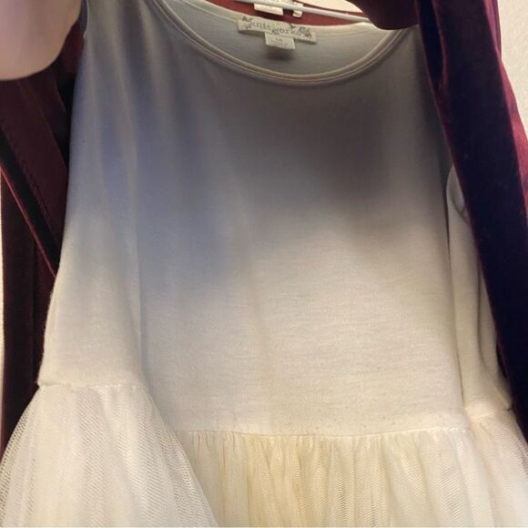 Knit Works Twist Popover red velvet Dress 2 piece ivory floral skirt formal 12 - Picture 5 of 11